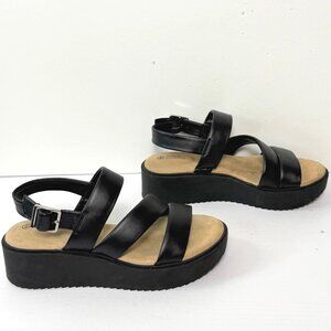 Giani Bernini Cassey Wedge Sandles Womens Sz 6M Black Memory Foam Flatform